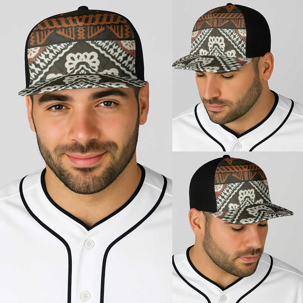 Bula Fiji Tapa Baseball Net Cap Fijian Masi Vintage Vibes LT14 - Polynesian Pride