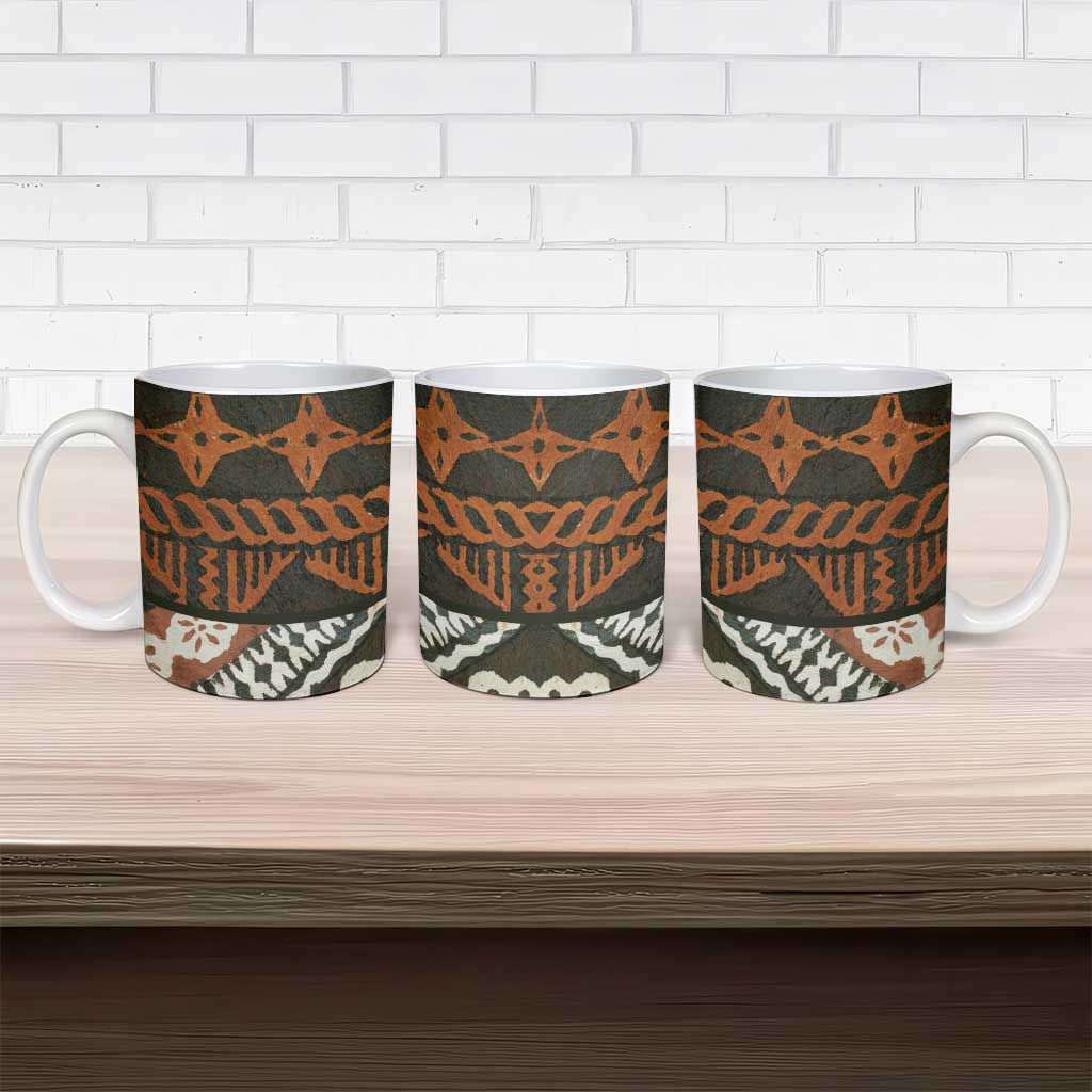 Bula Fiji Tapa Ceramic Mug Fijian Masi Vintage Vibes LT14 - Polynesian Pride
