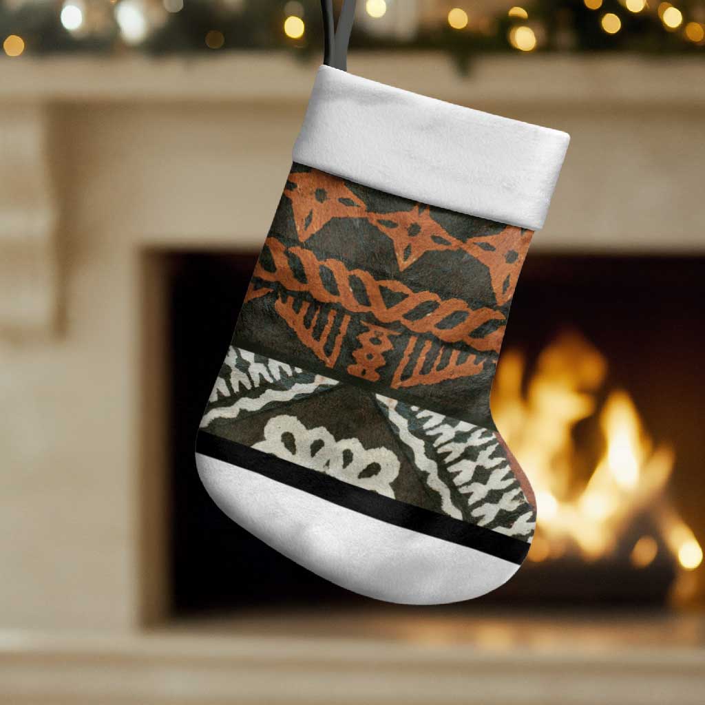 Bula Fiji Tapa Christmas Stocking Fijian Masi Vintage Vibes LT14 Set of 2 Brown - Polynesian Pride