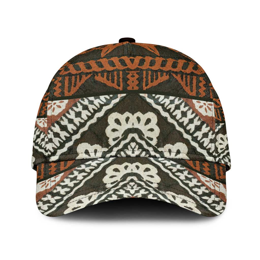 Bula Fiji Tapa Classic Cap Fijian Masi Vintage Vibes LT14 Universal Fit Brown - Polynesian Pride