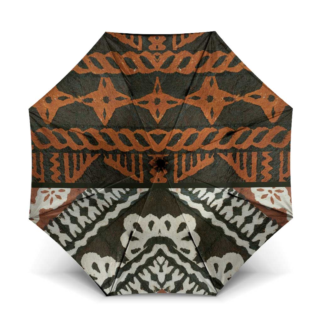 Bula Fiji Tapa Umbrella Fijian Masi Vintage Vibes LT14 One Size Folded 11.42 inch Opened Diameter 37.4 inch Brown - Polynesian Pride