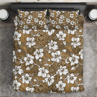 Kuvui Bula Fiji Bedding Set Fijian Tapa Seamless Hibiscus LT14 Brown - Polynesian Pride
