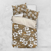 Kuvui Bula Fiji Bedding Set Fijian Tapa Seamless Hibiscus LT14 US Twin 172cm x 218cm Brown - Polynesian Pride