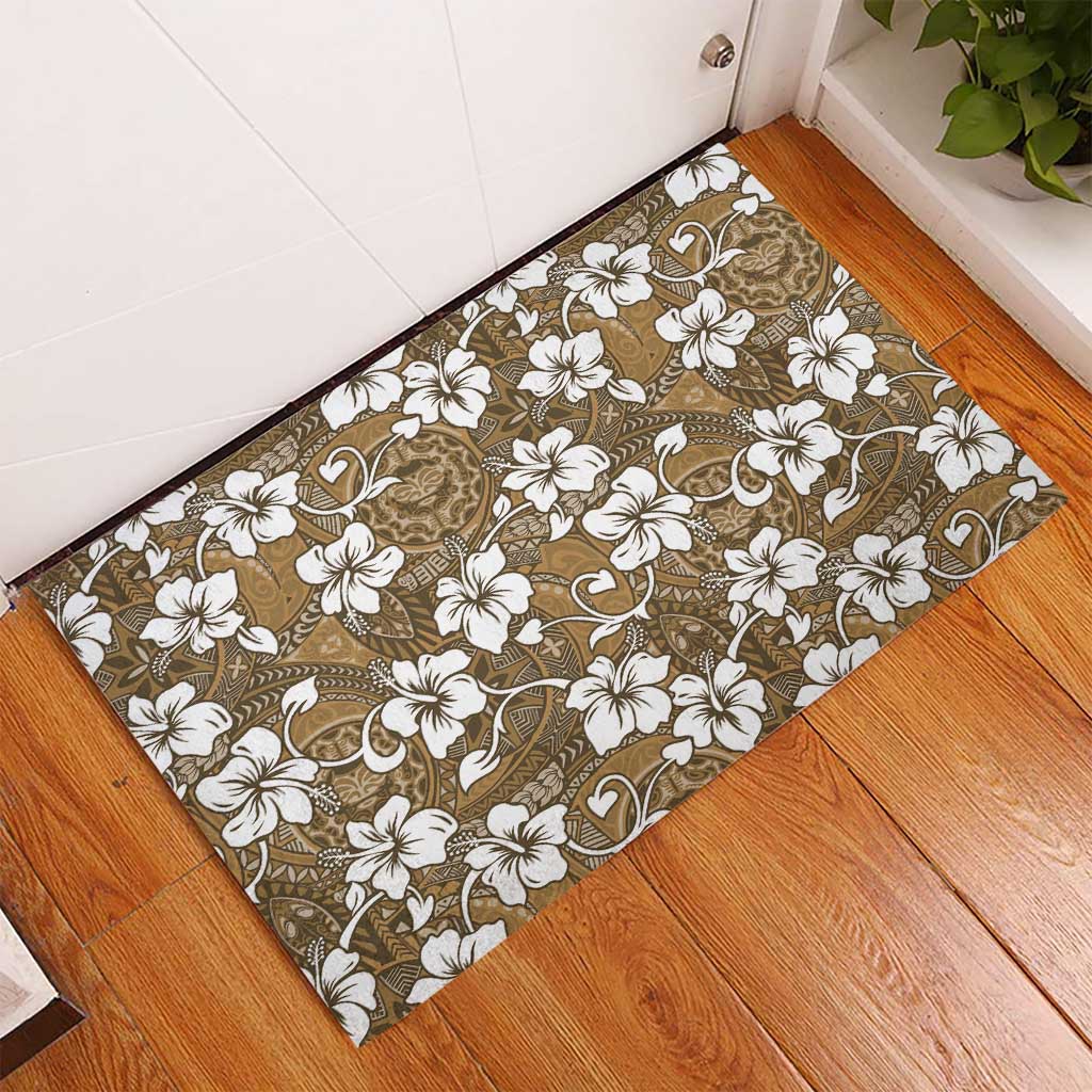 Kuvui Bula Fiji Rubber Doormat Fijian Tapa Seamless Hibiscus LT14 - Polynesian Pride