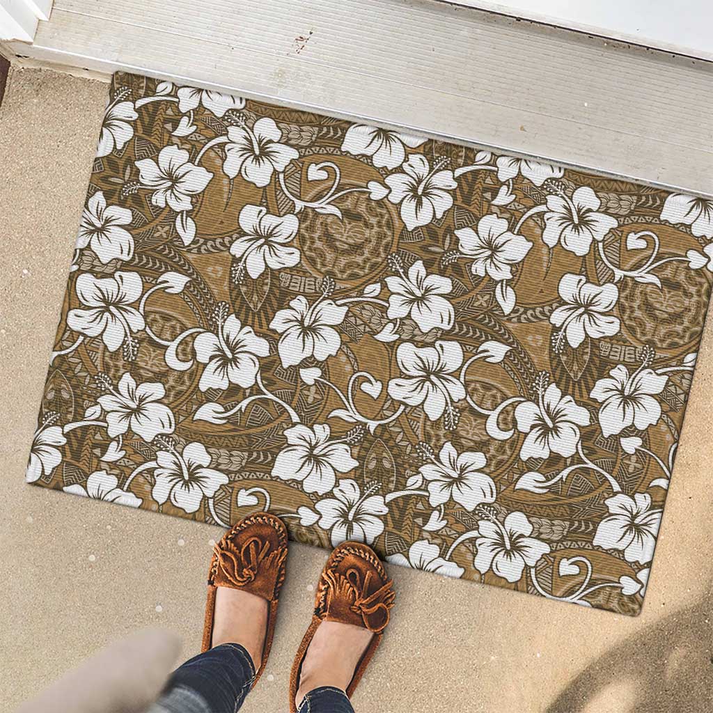 Kuvui Bula Fiji Rubber Doormat Fijian Tapa Seamless Hibiscus LT14 - Polynesian Pride