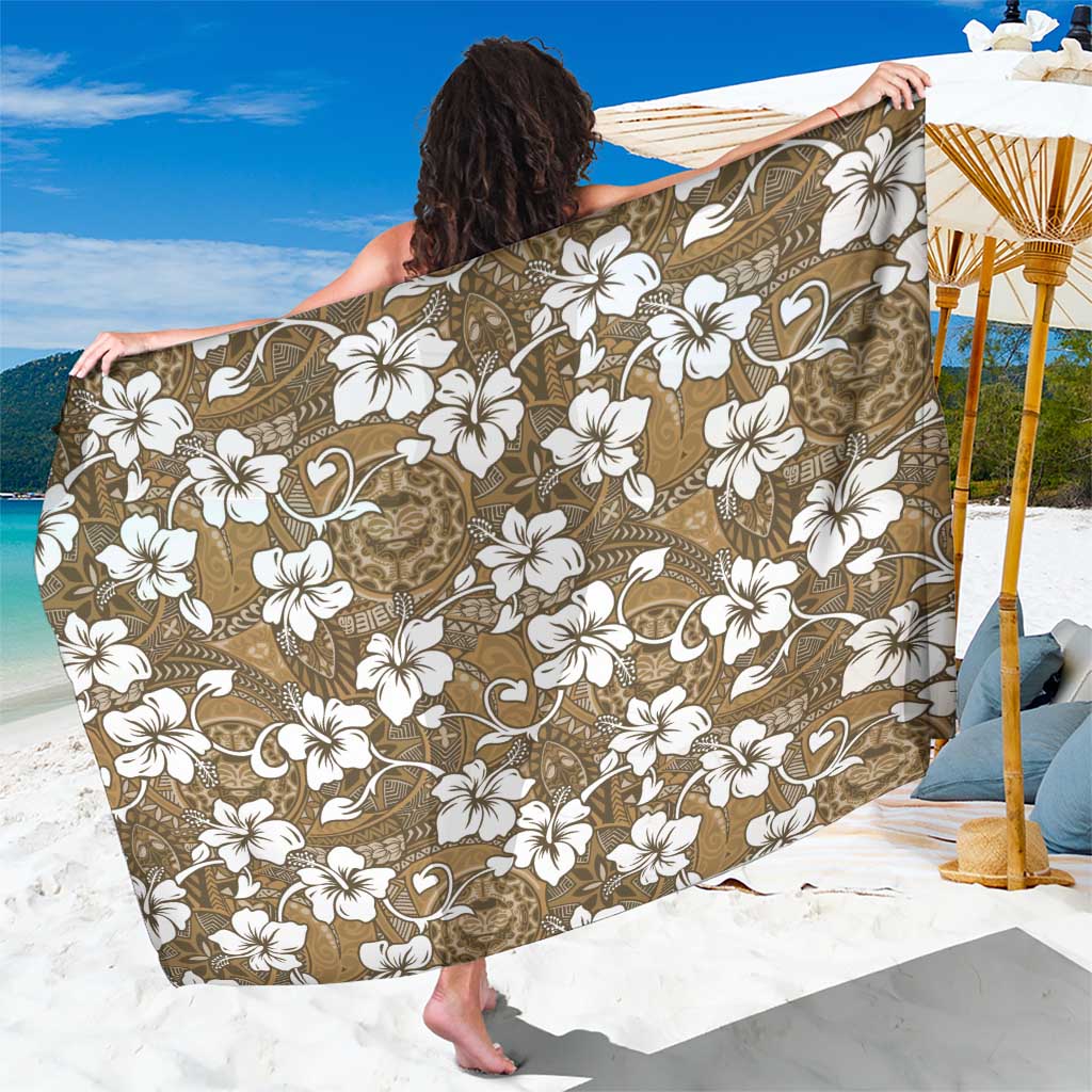 Kuvui Bula Fiji Sarong Fijian Tapa Seamless Hibiscus LT14 One Size 44 x 66 inches Brown - Polynesian Pride