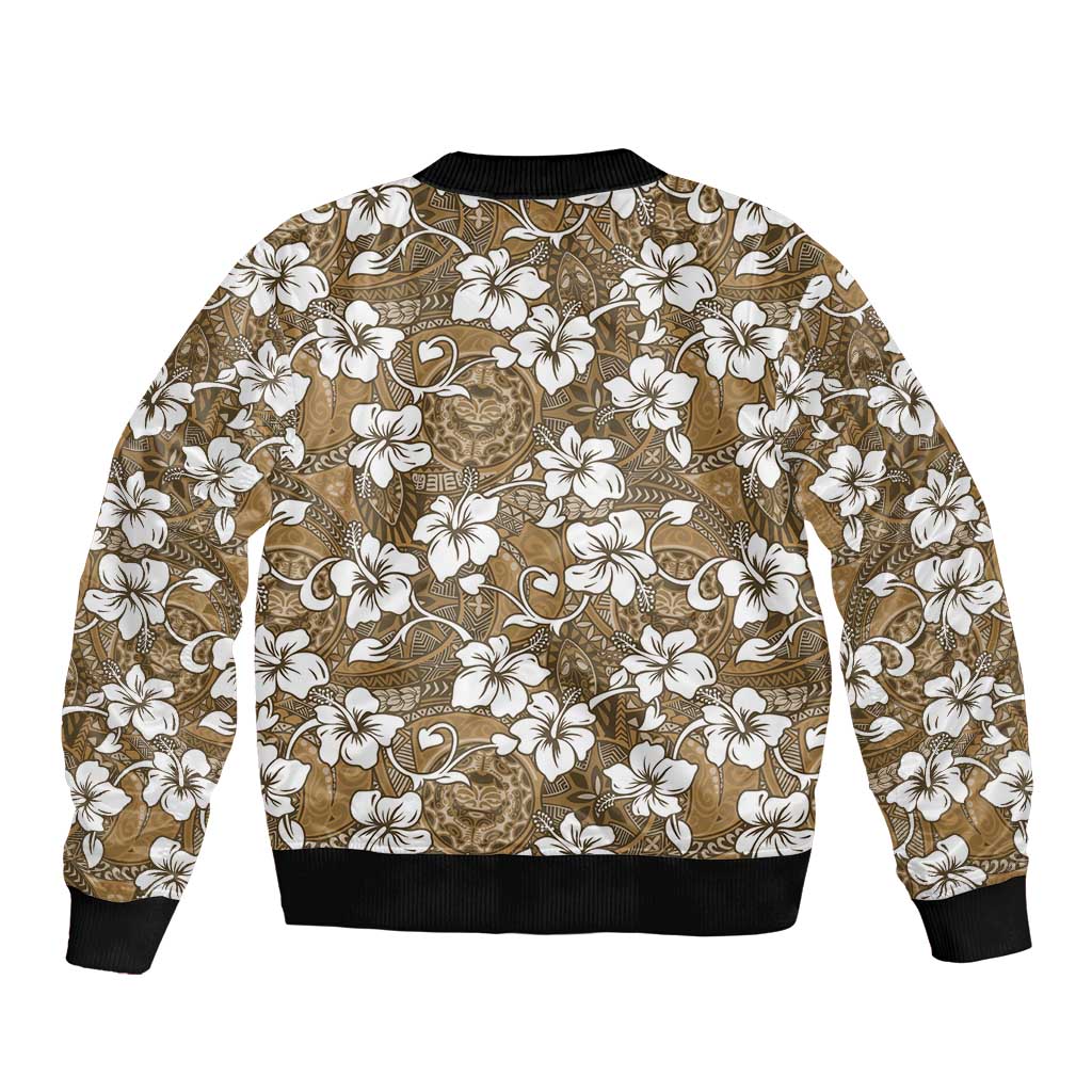 Kuvui Bula Fiji Sleeve Zip Bomber Jacket Fijian Tapa Seamless Hibiscus LT14 - Polynesian Pride