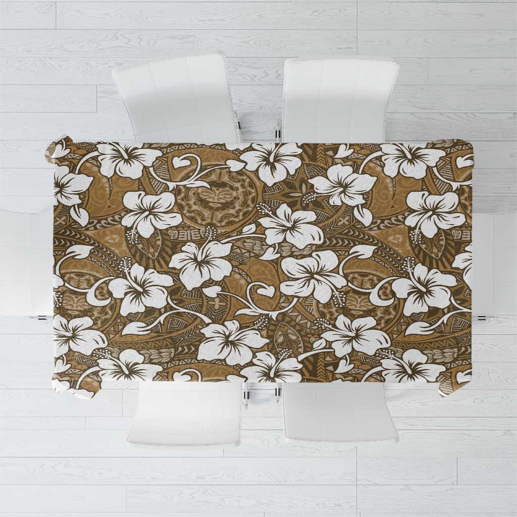 Kuvui Bula Fiji Tablecloth Fijian Tapa Seamless Hibiscus LT14 Brown - Polynesian Pride