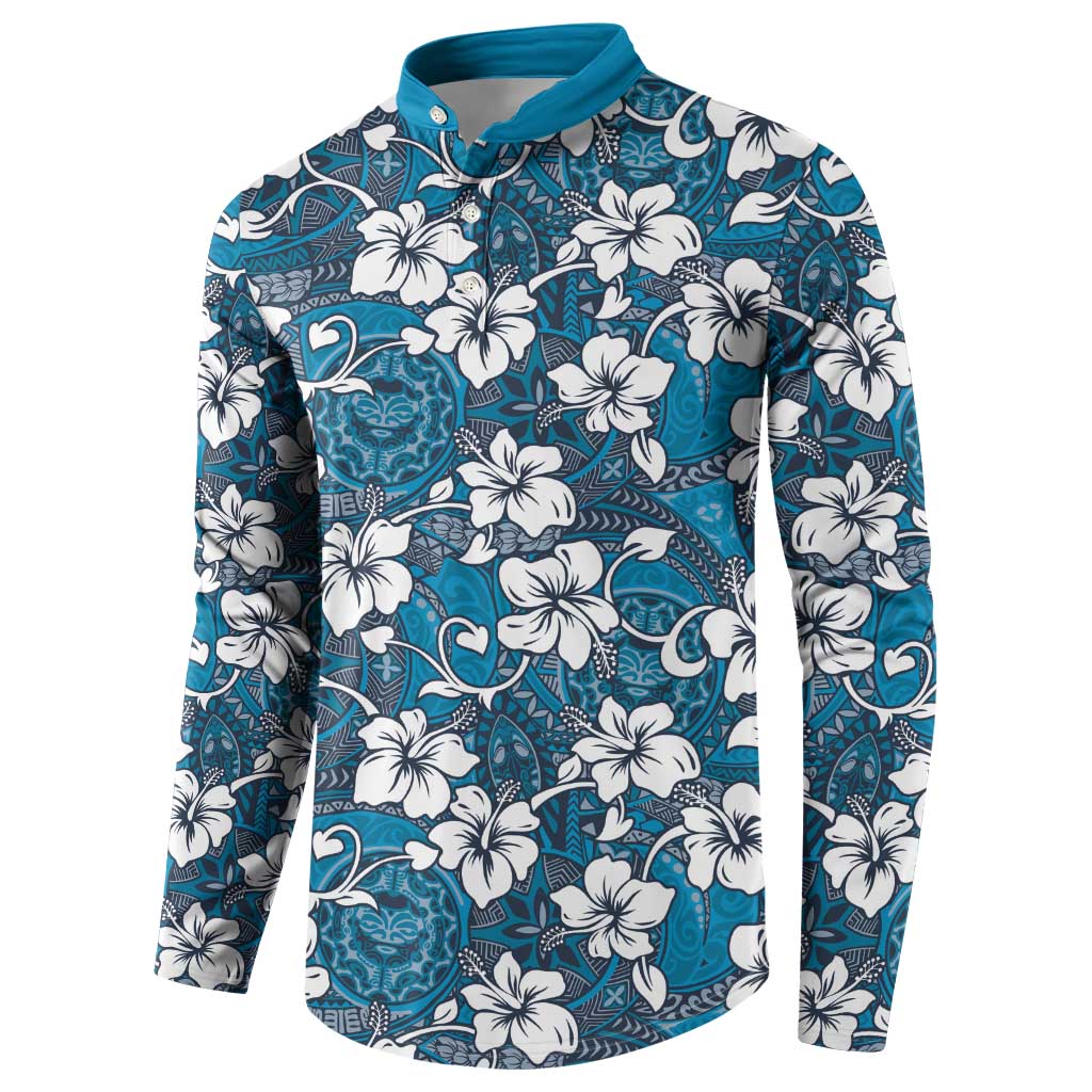 Karakarawa Bula Fiji Button Sweatshirt Fijian Tapa Seamless Hibiscus LT14 - Polynesian Pride