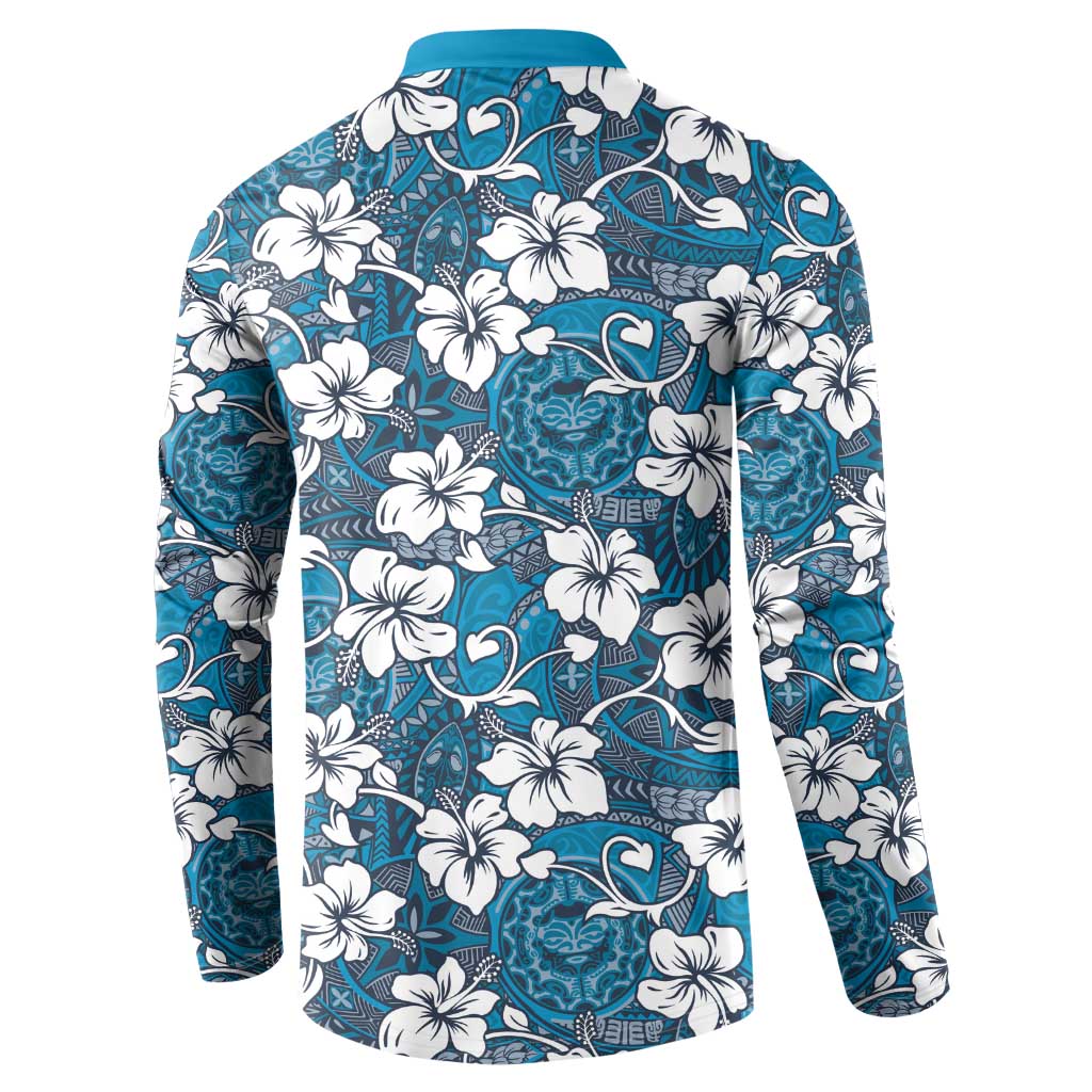 Karakarawa Bula Fiji Button Sweatshirt Fijian Tapa Seamless Hibiscus LT14 - Polynesian Pride