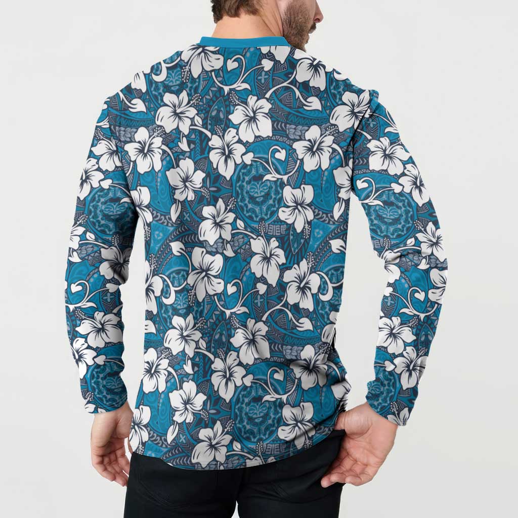 Karakarawa Bula Fiji Button Sweatshirt Fijian Tapa Seamless Hibiscus LT14 - Polynesian Pride