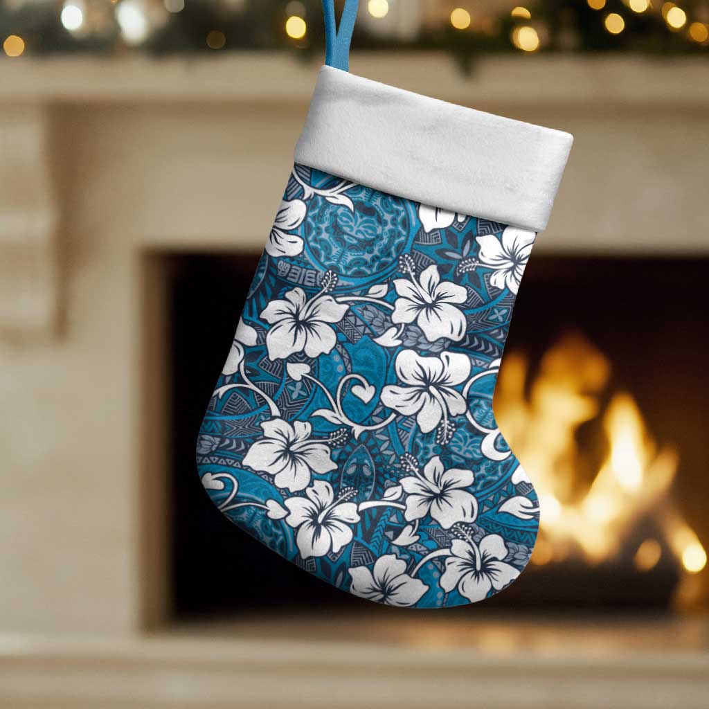 Karakarawa Bula Fiji Christmas Stocking Fijian Tapa Seamless Hibiscus LT14 Set of 2 Blue - Polynesian Pride