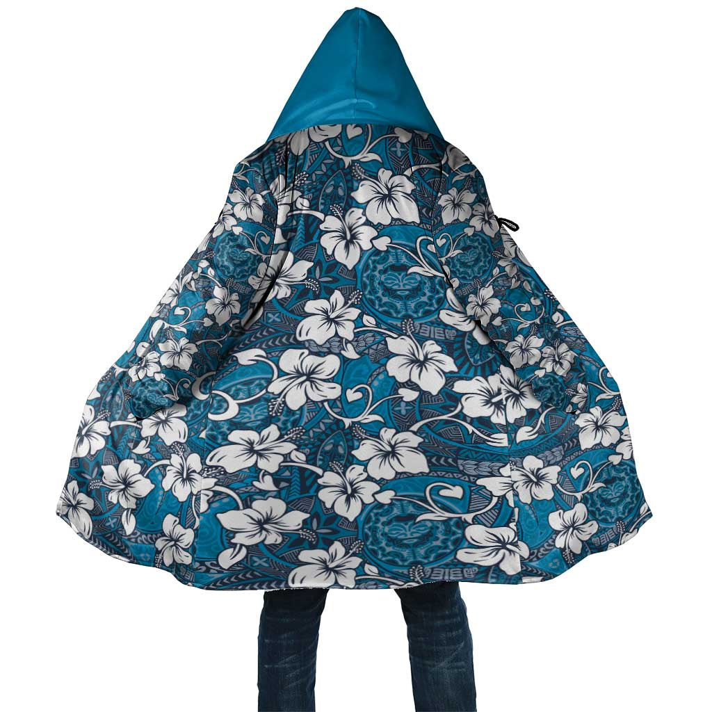 Karakarawa Bula Fiji Cloak Fijian Tapa Seamless Hibiscus LT14 Unisex Blue - Polynesian Pride