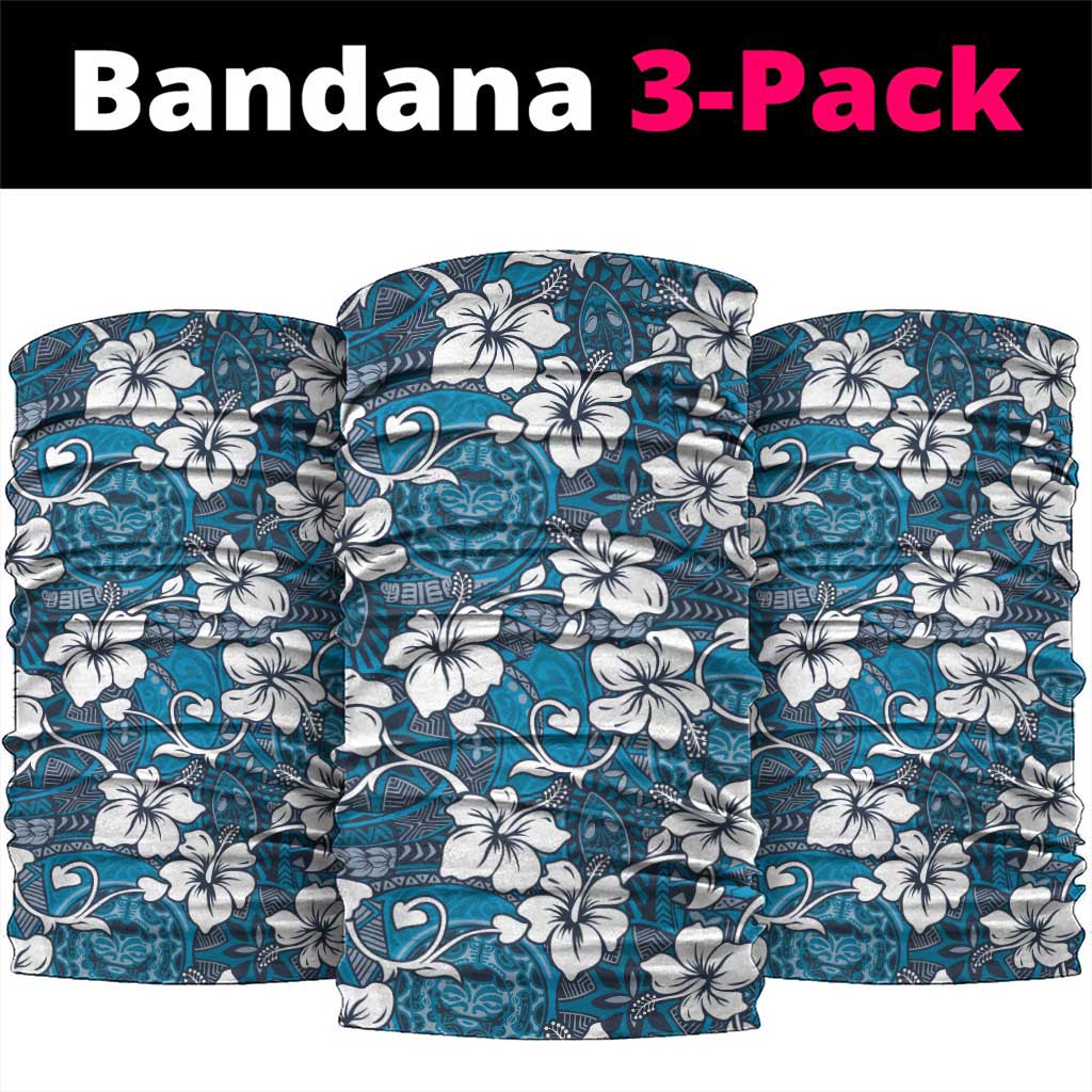 Karakarawa Bula Fiji Neck Gaiter Fijian Tapa Seamless Hibiscus LT14 package One Size: 25*50cm Blue - Polynesian Pride