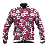 Piqi Bula Fiji Baseball Jacket Fijian Tapa Seamless Hibiscus LT14 Unisex Pink - Polynesian Pride