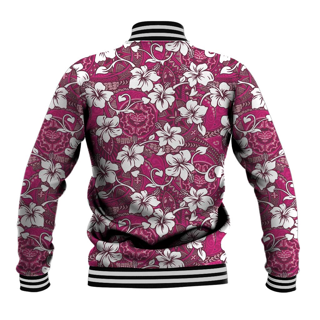 Piqi Bula Fiji Baseball Jacket Fijian Tapa Seamless Hibiscus LT14 - Polynesian Pride