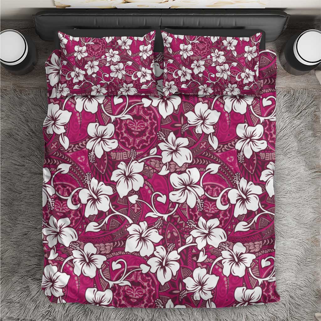 Piqi Bula Fiji Bedding Set Fijian Tapa Seamless Hibiscus LT14 Pink - Polynesian Pride