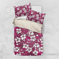 Piqi Bula Fiji Bedding Set Fijian Tapa Seamless Hibiscus LT14 US Twin 172cm x 218cm Pink - Polynesian Pride