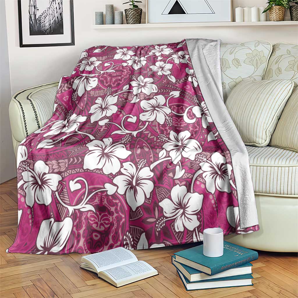 Piqi Bula Fiji Blanket Fijian Tapa Seamless Hibiscus LT14 Pink - Polynesian Pride