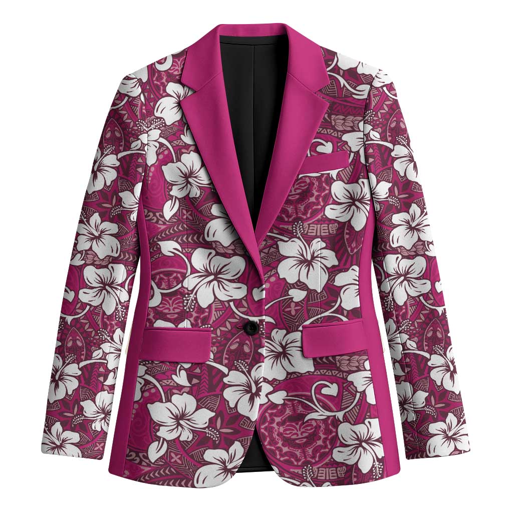 Piqi Bula Fiji Blazer Fijian Tapa Seamless Hibiscus LT14 Unisex Pink - Polynesian Pride
