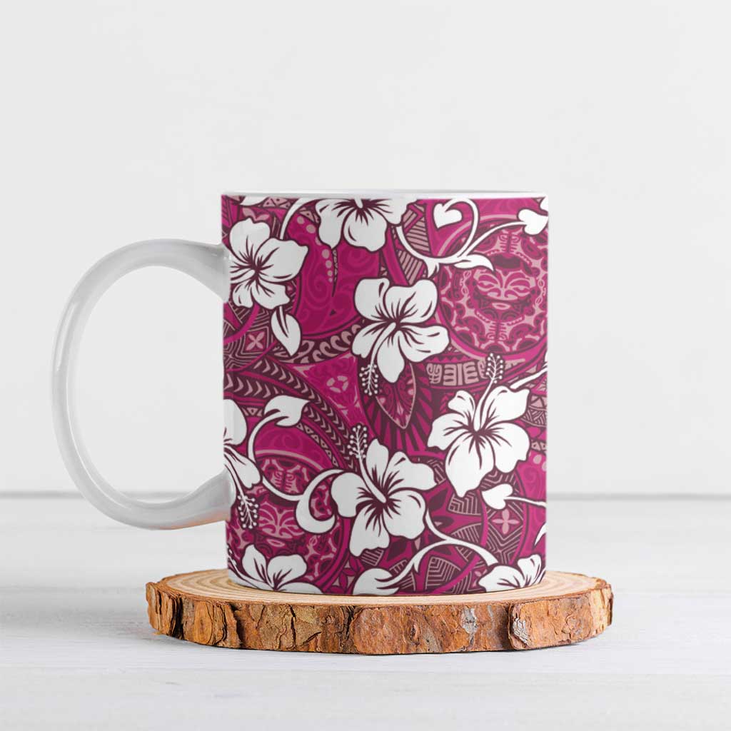 Piqi Bula Fiji Ceramic Mug Fijian Tapa Seamless Hibiscus LT14 Pink - Polynesian Pride