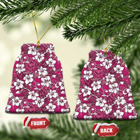 Piqi Bula Fiji Ceramic Ornament Fijian Tapa Seamless Hibiscus LT14 Bell Flake Pink - Polynesian Pride