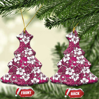 Piqi Bula Fiji Ceramic Ornament Fijian Tapa Seamless Hibiscus LT14 Christmas Tree Pink - Polynesian Pride
