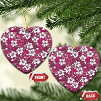 Piqi Bula Fiji Ceramic Ornament Fijian Tapa Seamless Hibiscus LT14 Heart Pink - Polynesian Pride