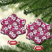 Piqi Bula Fiji Ceramic Ornament Fijian Tapa Seamless Hibiscus LT14 Snow Flake Pink - Polynesian Pride