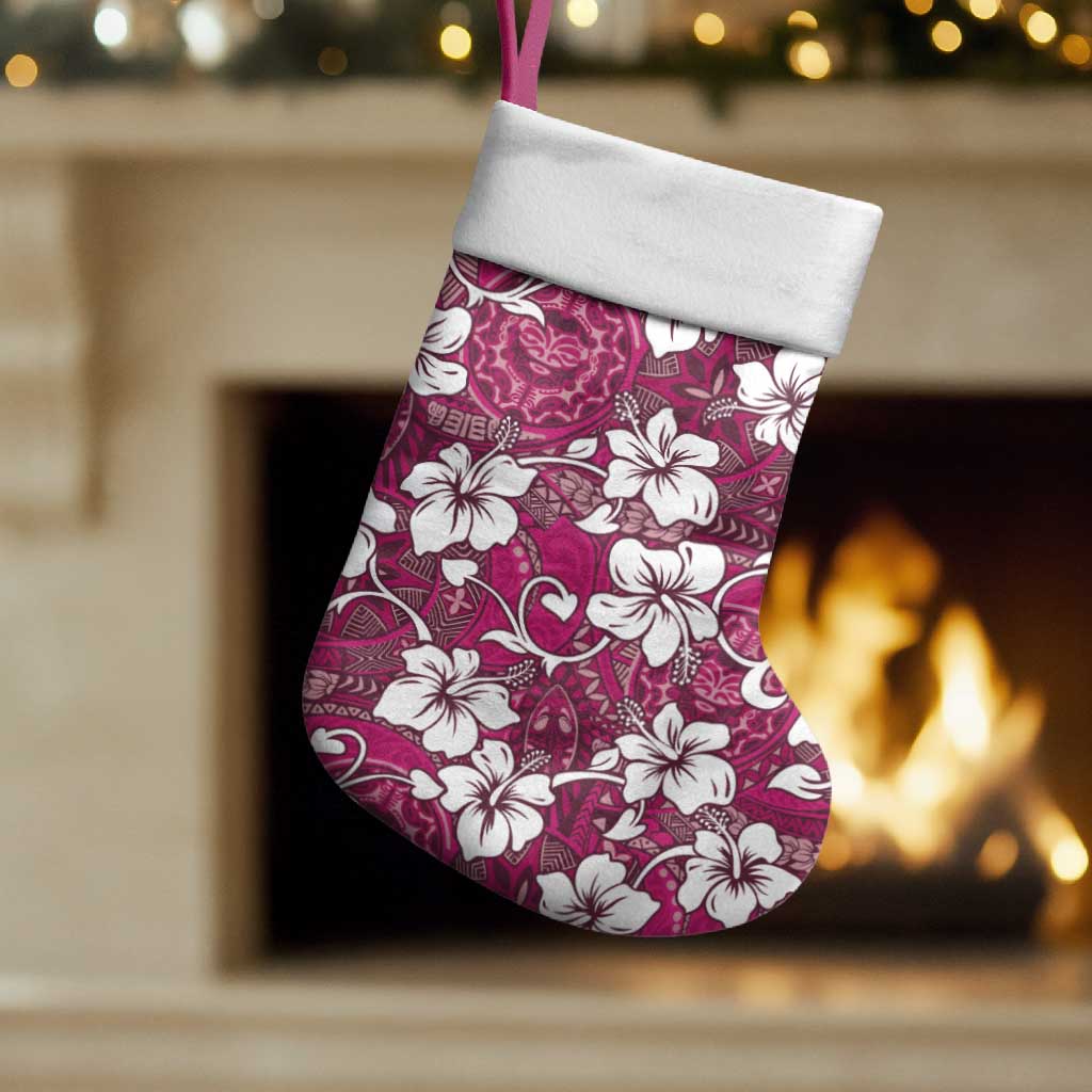 Piqi Bula Fiji Christmas Stocking Fijian Tapa Seamless Hibiscus LT14 Set of 2 Pink - Polynesian Pride