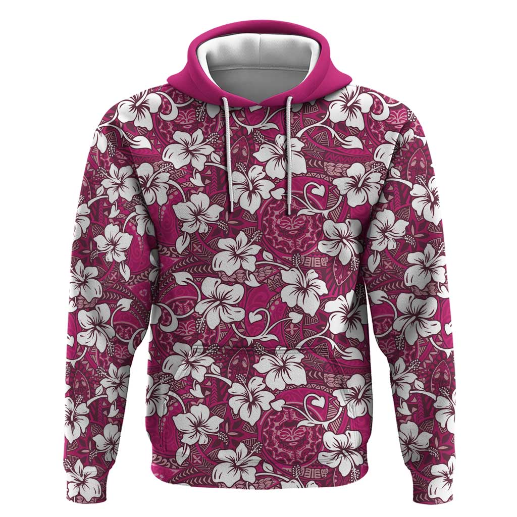 Piqi Bula Fiji Hoodie Fijian Tapa Seamless Hibiscus LT14 Pullover Hoodie Pink - Polynesian Pride