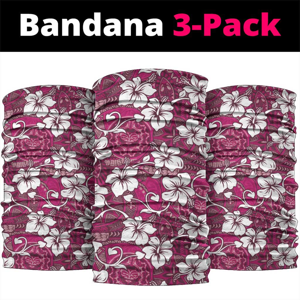 Piqi Bula Fiji Neck Gaiter Fijian Tapa Seamless Hibiscus LT14 package One Size: 25*50cm Pink - Polynesian Pride