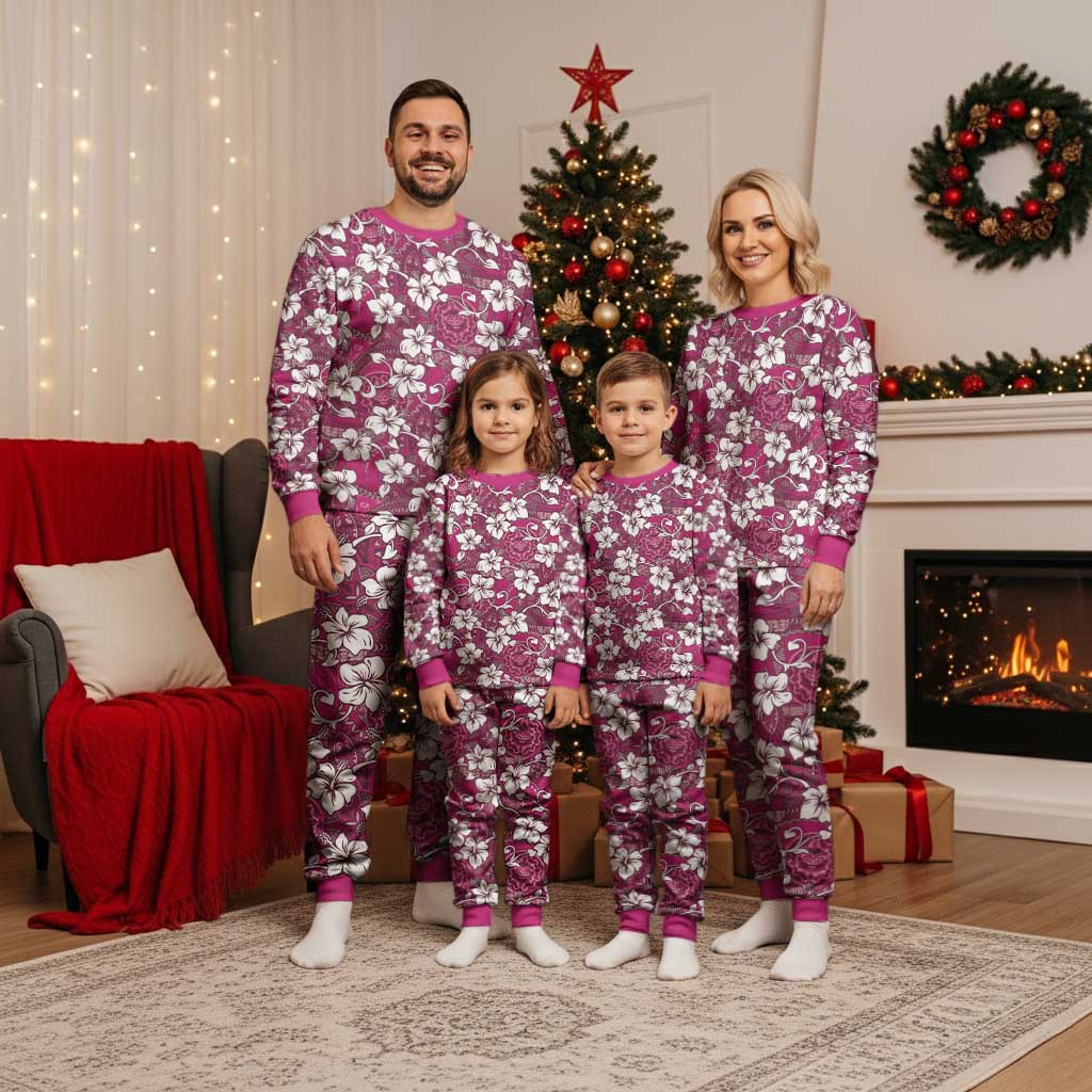 Piqi Bula Fiji Christmas Pajama Set Fijian Tapa Seamless Hibiscus LT14 - Polynesian Pride