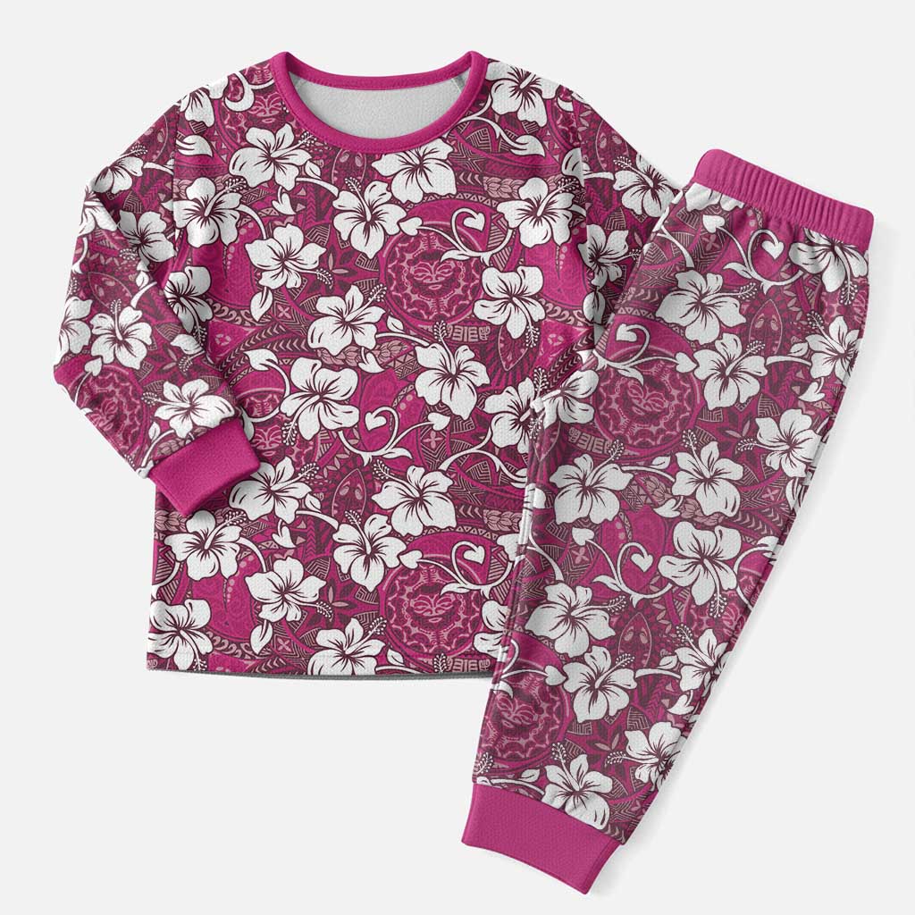 Piqi Bula Fiji Christmas Pajama Set Fijian Tapa Seamless Hibiscus LT14 Men Pink - Polynesian Pride