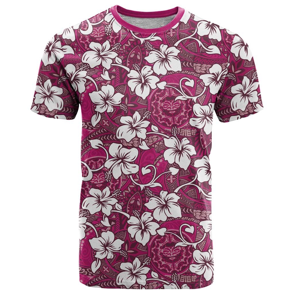 Piqi Bula Fiji T Shirt Fijian Tapa Seamless Hibiscus LT14 Pink - Polynesian Pride