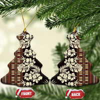 Bula Fiji Masi Ceramic Ornament Tapa Tropical Hibiscus Half Stylized LT14 Christmas Tree Brown - Polynesian Pride