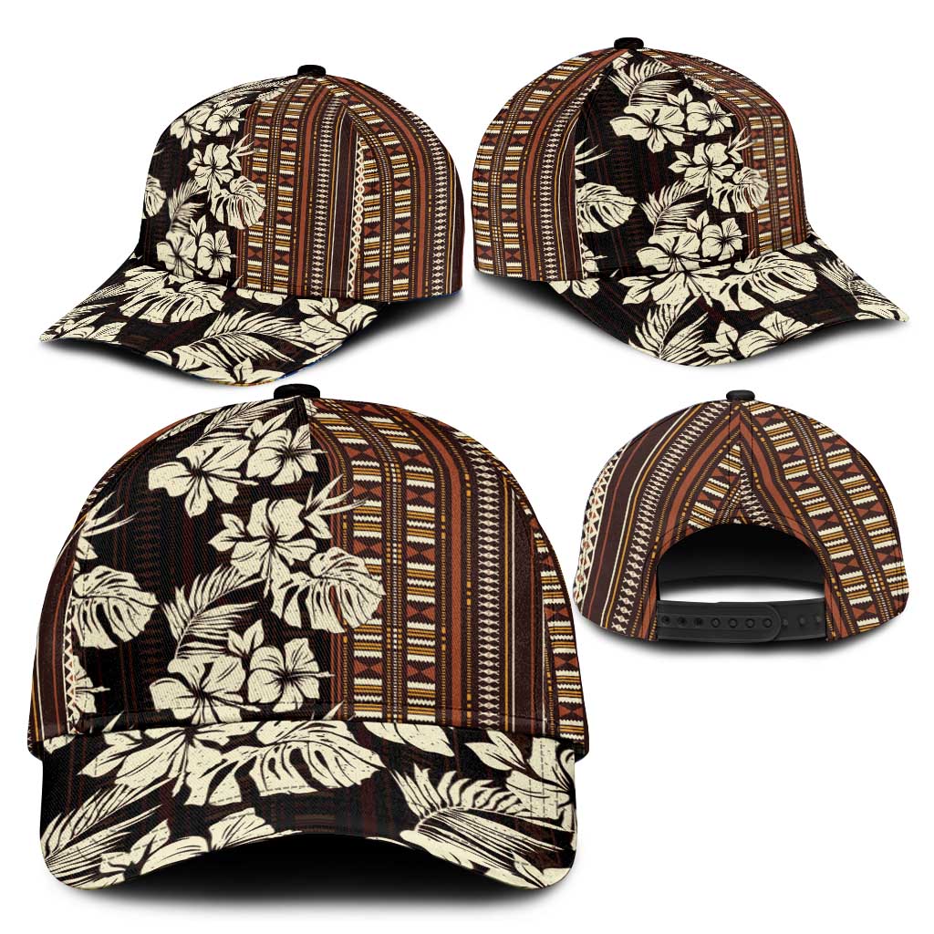 Bula Fiji Masi Classic Cap Tapa Tropical Hibiscus Half Stylized LT14 - Polynesian Pride