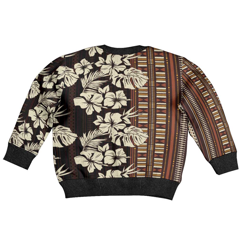 Bula Fiji Masi Kid Ugly Christmas Sweater Tapa Tropical Hibiscus Half Stylized LT14 - Polynesian Pride