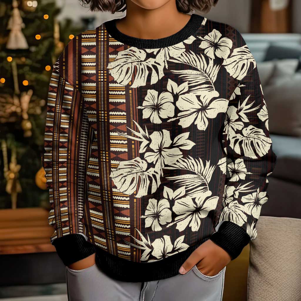 Bula Fiji Masi Kid Ugly Christmas Sweater Tapa Tropical Hibiscus Half Stylized LT14 - Polynesian Pride