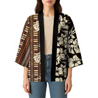 Bula Fiji Masi Kimono Tapa Tropical Hibiscus Half Stylized LT14 - Polynesian Pride