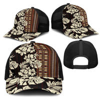 Bula Fiji Masi Mesh Trucker Cap Tapa Tropical Hibiscus Half Stylized LT14 - Polynesian Pride