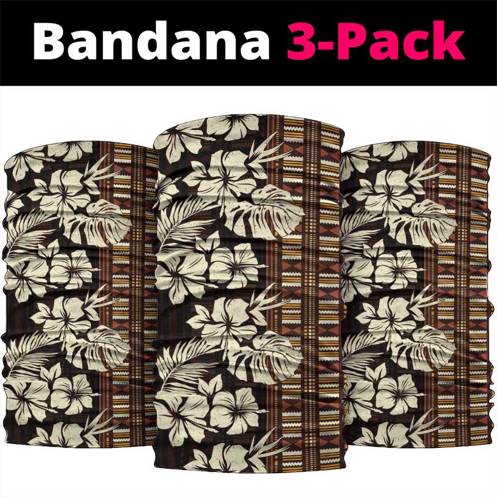 Bula Fiji Masi Neck Gaiter Tapa Tropical Hibiscus Half Stylized LT14 package One Size: 25*50cm Brown - Polynesian Pride