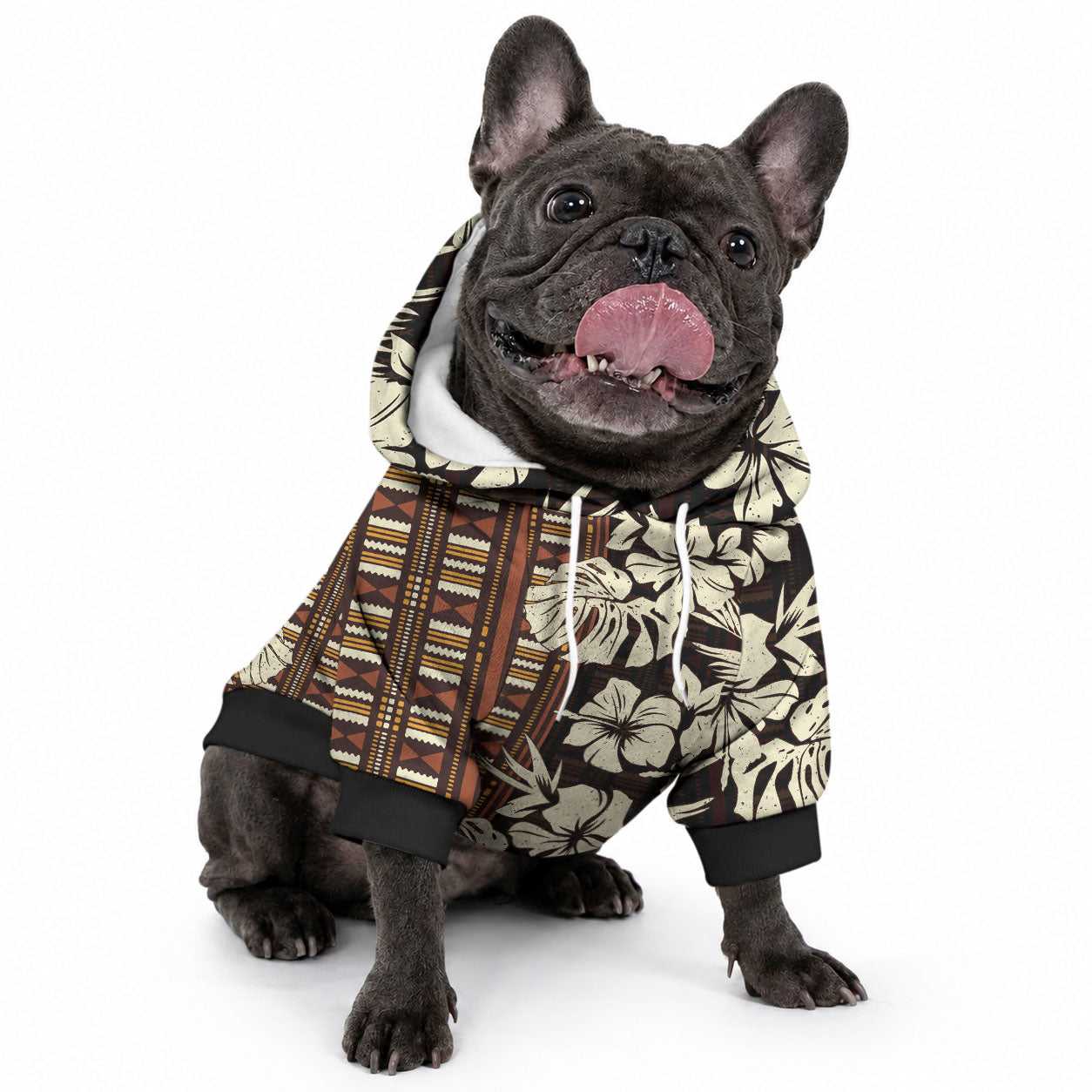 Bula Fiji Masi Pet Hoodie Tapa Tropical Hibiscus Half Stylized LT14 - Polynesian Pride