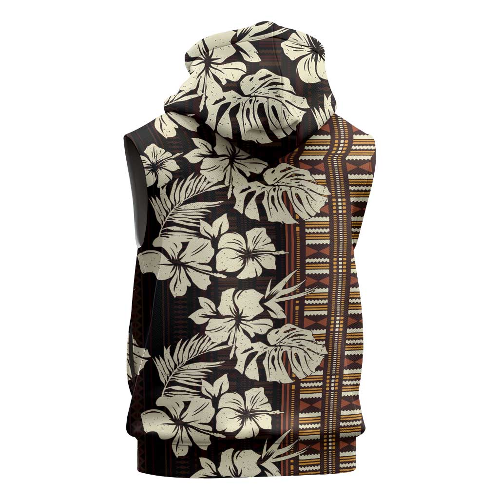 Bula Fiji Masi Sleeveless Hoodie Tapa Tropical Hibiscus Half Stylized LT14 - Polynesian Pride