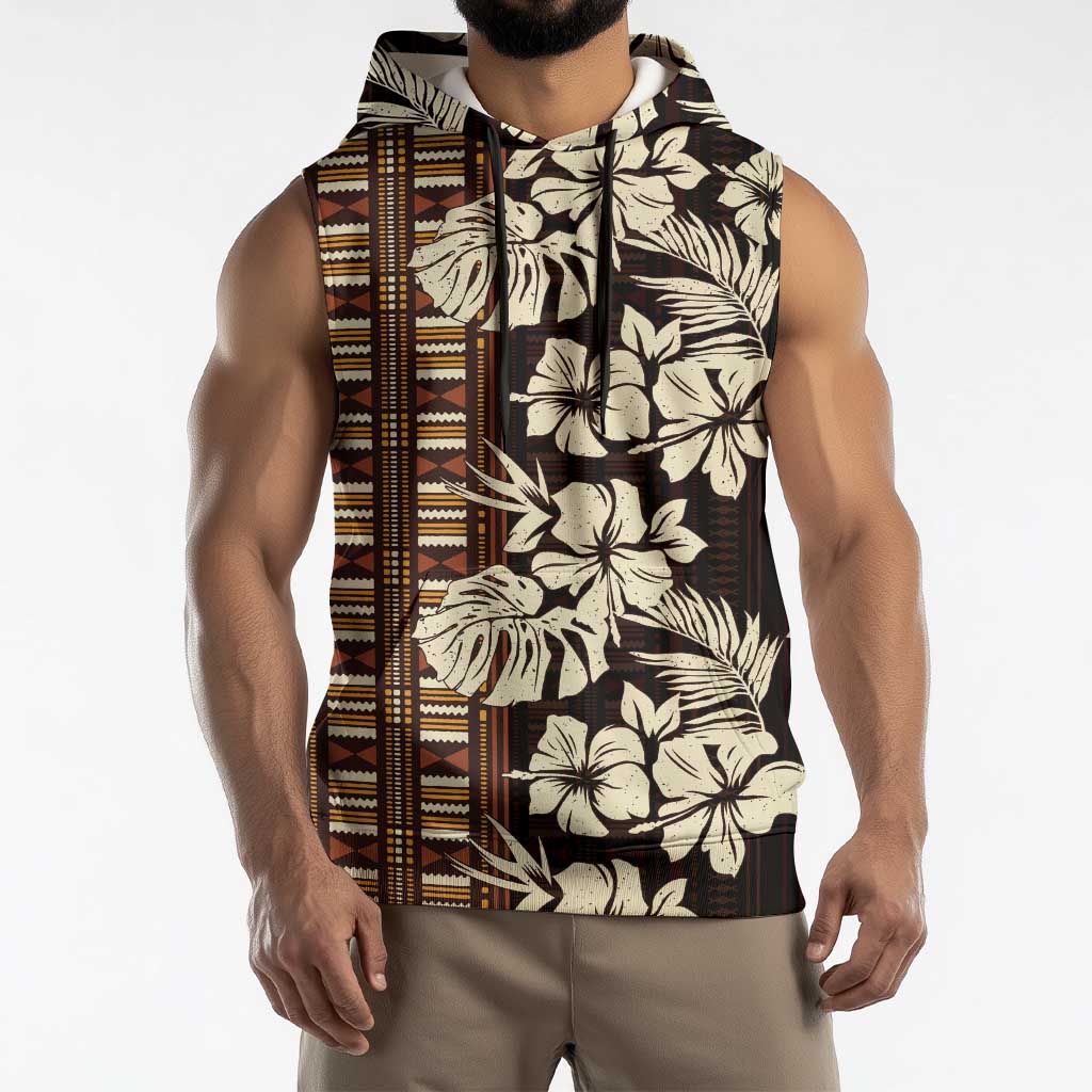 Bula Fiji Masi Sleeveless Hoodie Tapa Tropical Hibiscus Half Stylized LT14 - Polynesian Pride
