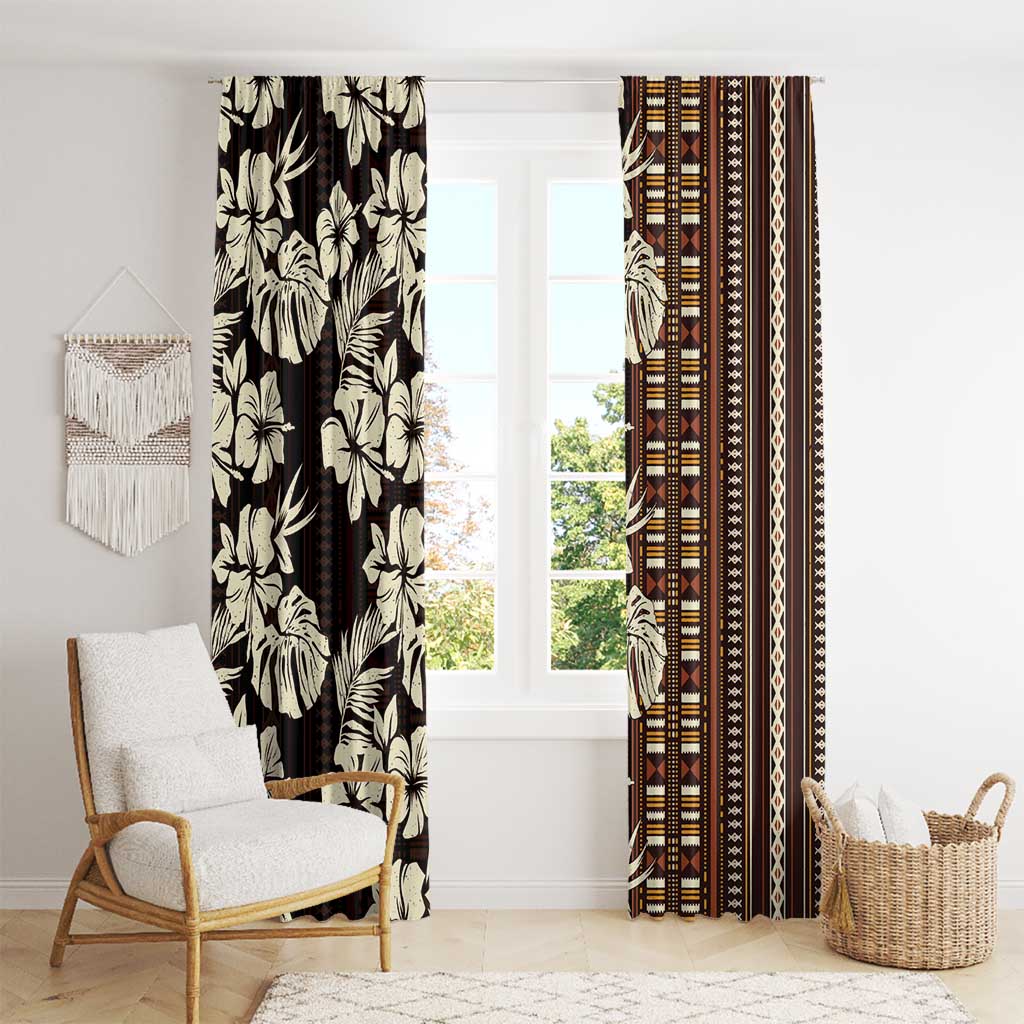 Bula Fiji Masi Window Curtain Tapa Tropical Hibiscus Half Stylized LT14 - Polynesian Pride
