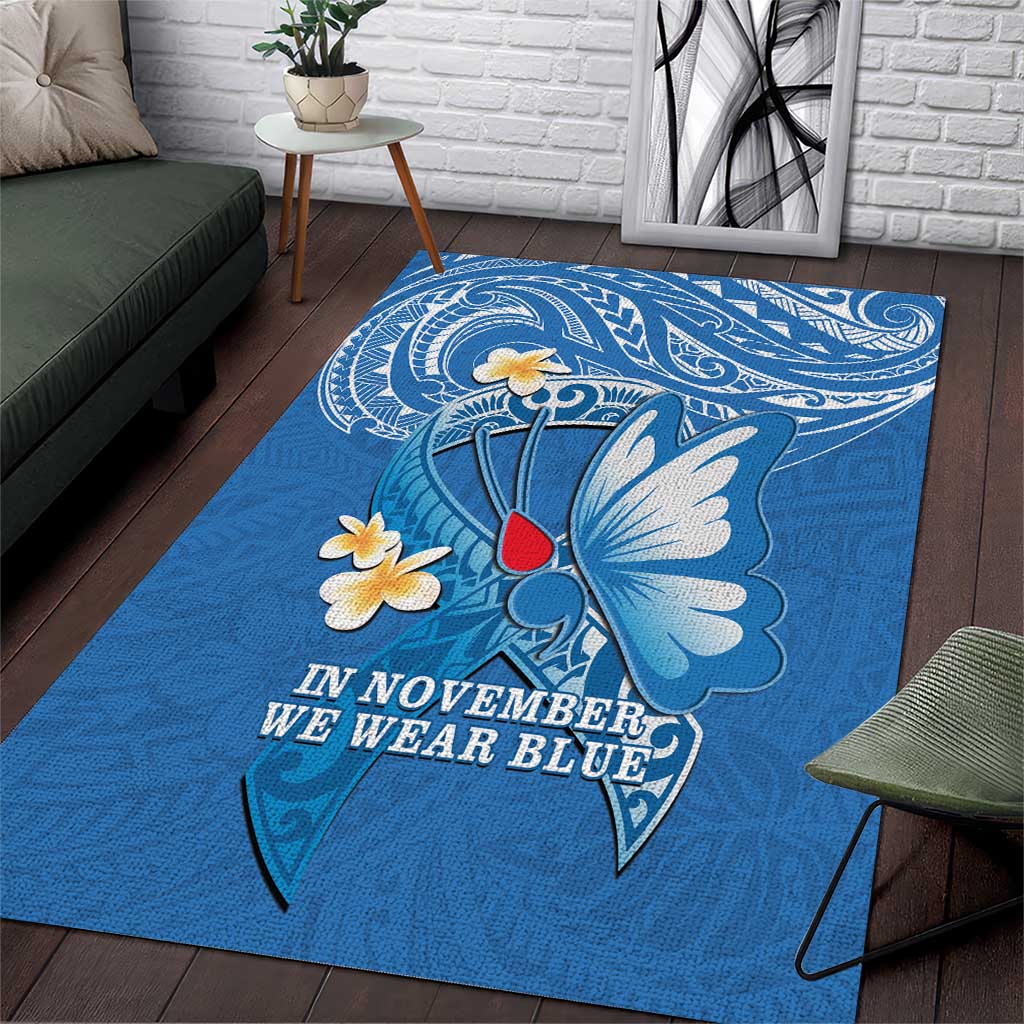 Polynesia Diabetes Awareness Month Area Rug In November We Wear Blue LT14 Blue - Polynesian Pride