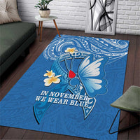 Polynesia Diabetes Awareness Month Area Rug In November We Wear Blue LT14 Blue - Polynesian Pride