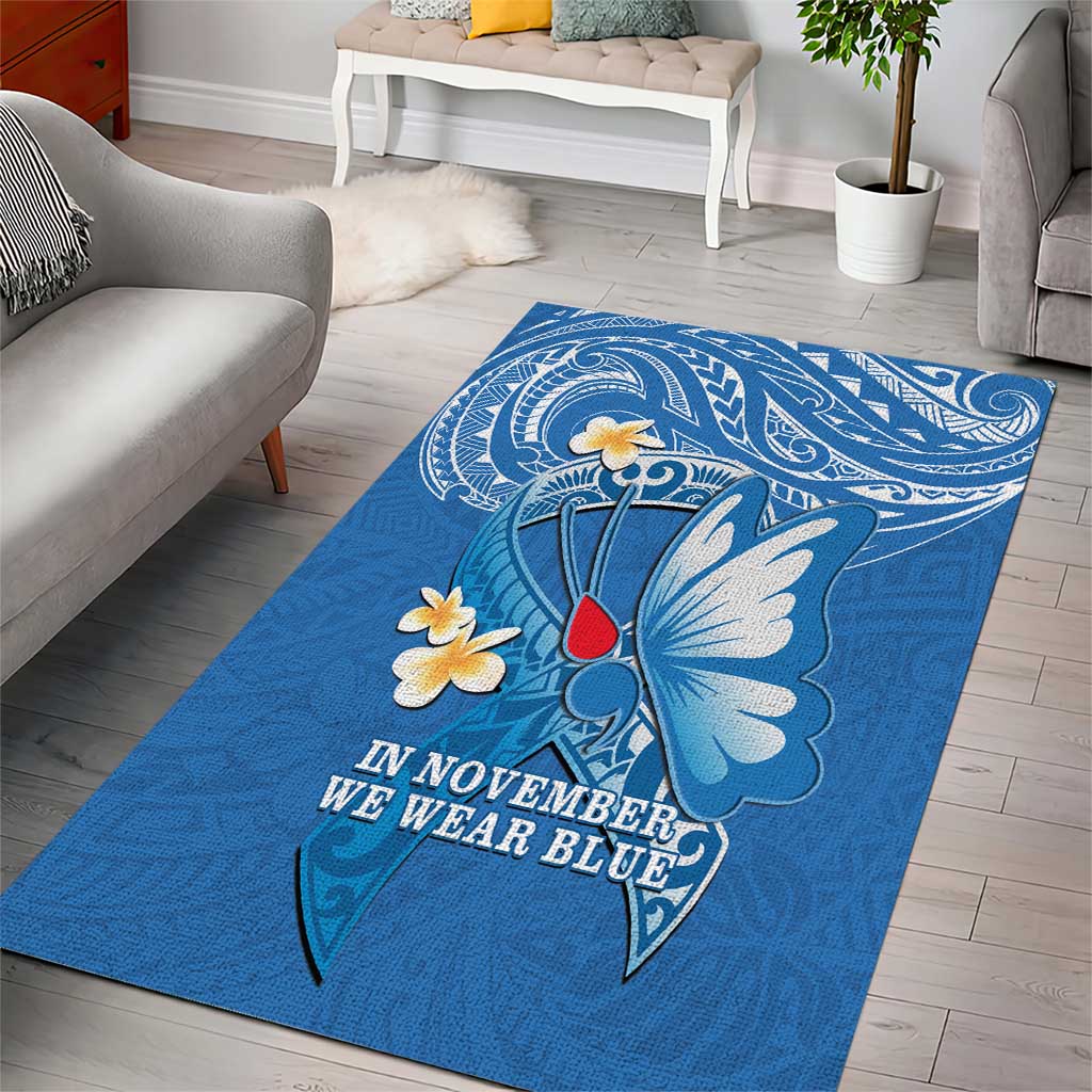 Polynesia Diabetes Awareness Month Area Rug In November We Wear Blue LT14 - Polynesian Pride