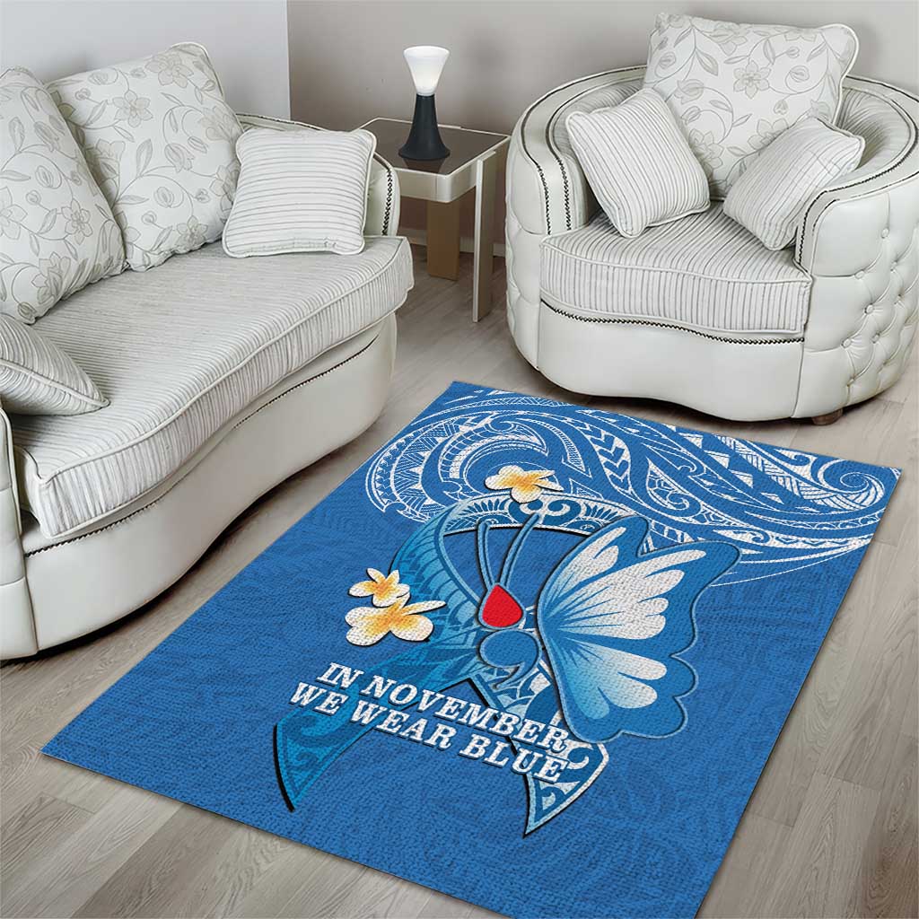 Polynesia Diabetes Awareness Month Area Rug In November We Wear Blue LT14 - Polynesian Pride